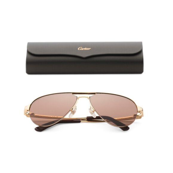 CARTIER Gold/brown 60mm Designer Sunglasses